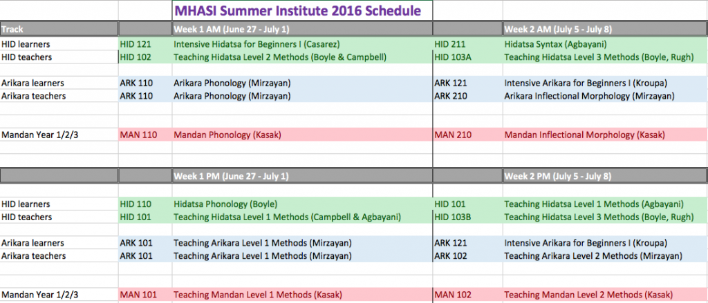 MHASI schedule for RegOnline